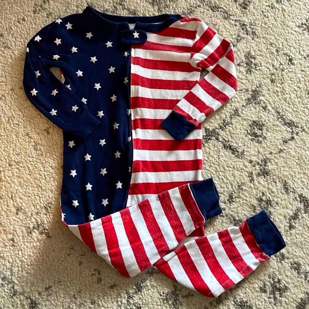 Carters 18 month American flag zip up pajamas